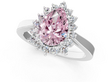 White gold Fancy Pink Pear  Cut Diamond Halo Ring with Round Brilliant Halo and Solitaire Band_86