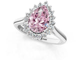 White gold Fancy Pink Pear  Cut Diamond Halo Ring with Solitaire Band and Prong Setting_53