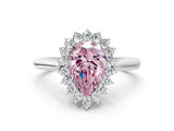 White gold Fancy Pink Pear  Cut Diamond Halo Ring with Solitaire Band and Prong Setting_53