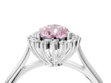 White gold Fancy Pink Pear  Cut Diamond Halo Ring with Solitaire Band and Prong Setting_57
