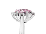 White gold Fancy Pink Pear  Cut Diamond Halo Ring with Solitaire Band and Prong Setting_58