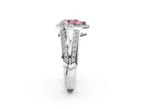 White gold Fancy Pink Pear Cut Diamond Halo Ring with Split Shank Pavé Band and Four-Prong Setting_14