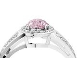 White gold Fancy Pink Pear Cut Diamond Halo Ring with Split Shank Pavé Band and Four-Prong Setting_16
