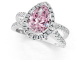 White gold Fancy Pink Pear Cut Diamond Halo Ring with Split Shank Pavé Band and Prong Setting_80