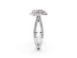 White gold Fancy Pink Pear Cut Diamond Halo Ring with Split Shank Pavé Band and Prong Setting_82