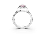 White gold Fancy Pink Pear Cut Diamond Halo Ring with Split Shank Pavé Band and Prong Setting_82