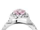 White gold Fancy Pink Pear Cut Diamond Halo Ring with Split Shank Pavé Band and Prong Setting_83