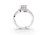 White gold Fancy Pink Pear Cut Diamond Halo Ring with Split Shank and Bezel Accents and Four-Prong Setting_3