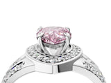 White gold Fancy Pink Pear Cut Diamond Halo Ring with Split Shank and Bezel Accents and Four-Prong Setting_4