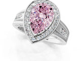 White gold Fancy Pink Pear Cut Diamond Halo Ring with Split Shank and Bezel Accents and Prong Setting_1