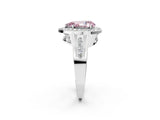 White gold Fancy Pink Pear Cut Diamond Halo Ring with Split Shank and Bezel Accents and Prong Setting_2