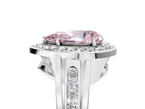 White gold Fancy Pink Pear Cut Diamond Halo Ring with Split Shank and Bezel Accents and Prong Setting_5