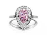 White gold Fancy Pink Pear Cut Diamond Halo Ring with Split Shank and Four-Prong Setting_79