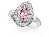 White gold Fancy Pink Pear Cut Diamond Halo Ring with Split Shank and Four-Prong Setting_81