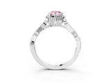 White gold Fancy Pink Pear Cut Diamond Halo Ring with Vintage Split Shank and Four-Prong Setting_100