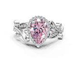 White gold Fancy Pink Pear Cut Diamond Halo Ring with Vintage Split Shank and Four-Prong Setting_109