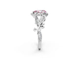 White gold Fancy Pink Pear Cut Diamond Halo Ring with Vintage Split Shank and Four-Prong Setting_111