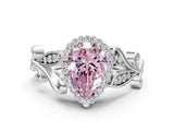 White gold Fancy Pink Pear Cut Diamond Halo Ring with Vintage Split Shank and Four-Prong Setting_121