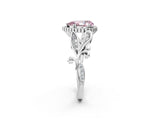 White gold Fancy Pink Pear Cut Diamond Halo Ring with Vintage Split Shank and Four-Prong Setting_123