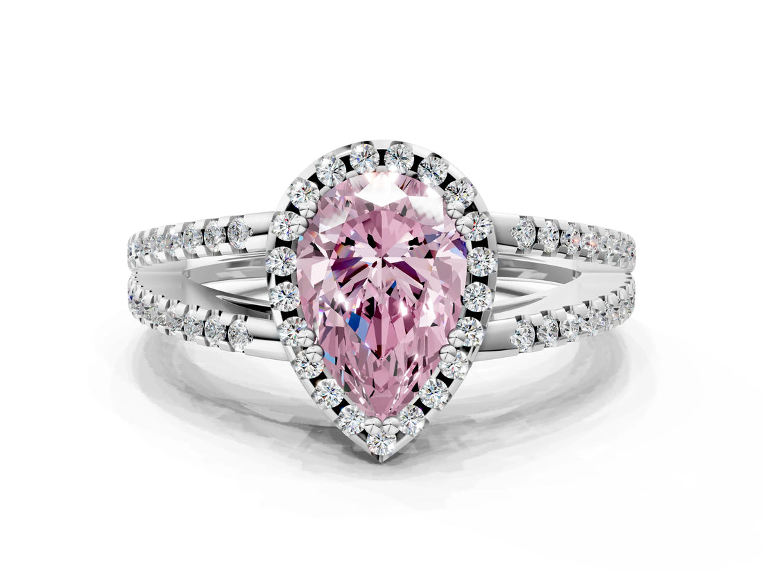 White gold Fancy Pink Pear Cut Diamond Halo Split Shank Engagement Ring_69