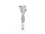 White gold Fancy Pink Pear Cut Diamond  Halo Twist Band Solitaire Prong Setting Ring_14