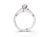 White gold Fancy Pink Pear Cut Diamond  Halo Twist Band Solitaire Prong Setting Ring_15