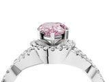 White gold Fancy Pink Pear Cut Diamond  Halo Twist Band Solitaire Prong Setting Ring_16