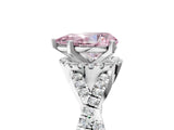 White gold Fancy Pink Pear Cut Diamond  Halo Twist Band Solitaire Prong Setting Ring_17