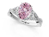White gold Fancy Pink Pear Cut Diamond  Halo Twist Band Solitaire Prong Setting Ring_18