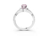 White gold Fancy Pink Pear Cut Diamond  Halo Twist Band Solitaire Prong Setting Ring_20