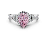 White gold Fancy Pink Pear Cut Diamond  Halo Twist Band Solitaire Prong Setting Ring_36