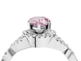 White gold Fancy Pink Pear Cut Diamond  Halo Twist Band Solitaire Prong Setting Ring_63
