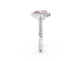 White gold Fancy Pink Pear  Cut Diamond Milgrain Floral Halo Engagement Ring with Pavé Band_17
