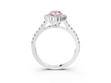 White gold Fancy Pink Pear  Cut Diamond Milgrain Floral Halo Engagement Ring with Pavé Band_18
