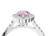 White gold Fancy Pink Pear  Cut Diamond Milgrain Floral Halo Engagement Ring with Pavé Band_19