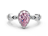 White gold Fancy Pink Pear  Cut Diamond Milgrain Marquise Band with Prong Setting_3