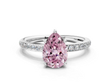 White gold Fancy Pink Pear  Cut Diamond Pavé Band Ring with Four-Prong Setting_24