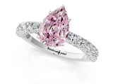 White gold Fancy Pink Pear Cut Diamond Pavé Band Solitaire Ring with Prong Setting_104
