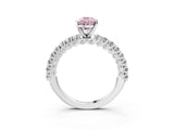 White gold Fancy Pink Pear Cut Diamond Pavé Band Solitaire Ring with Prong Setting_107