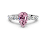 White gold Fancy Pink Pear Cut Diamond Pavé Band Solitaire Ring with Prong Setting_110