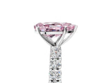 White gold Fancy Pink Pear Cut Diamond Pavé Band Solitaire Ring with Prong Setting_115