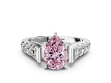White gold Fancy Pink Pear  Cut Diamond Pavé Band Solitaire with Four-Prong Setting_15