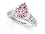 White gold Fancy Pink Pear  Cut Diamond Pavé Band Solitaire with Four-Prong Setting_16