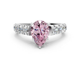 White gold Fancy Pink Pear  Cut Diamond Pavé Band Solitaire with Four-Prong Setting_3