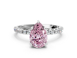 White gold Fancy Pink Pear  Cut Diamond Pavé Band Solitaire with Four-Prong Setting_3