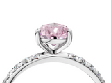 White gold Fancy Pink Pear  Cut Diamond Pavé Band Solitaire with Four-Prong Setting_7