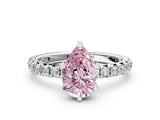 White gold Fancy Pink Pear  Cut Diamond Pavé Band with Four-Prong Setting_12