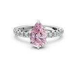 White gold Fancy Pink Pear  Cut Diamond Pavé Band with Four-Prong Setting_24