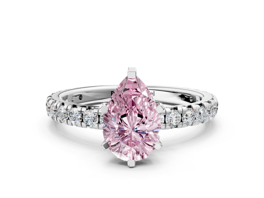 White gold Fancy Pink Pear  Cut Diamond Pavé Band with Four-Prong Setting_35