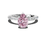 White gold Fancy Pink Pear Cut Diamond Pavé Engagement Ring with Round  Accents and Prong Setting_86